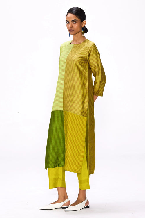 Colour Block Greenery Kurta