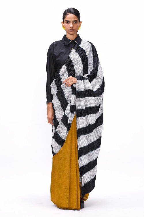 Unrule Ochre Saree