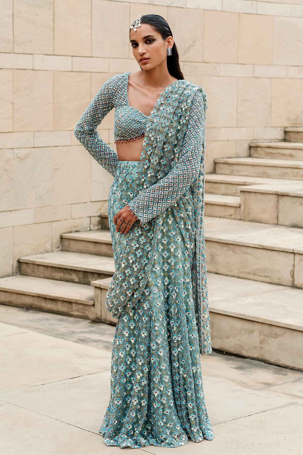 Blue Drape Saree