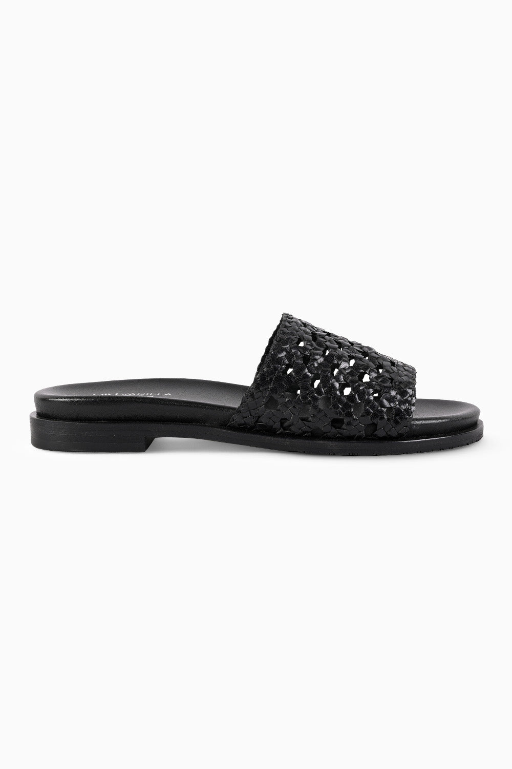 Sian Black Woven Footbed Sliders