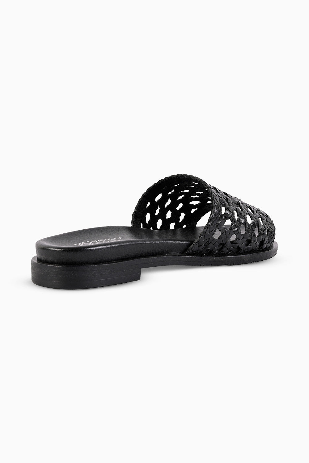 Sian Black Woven Footbed Sliders