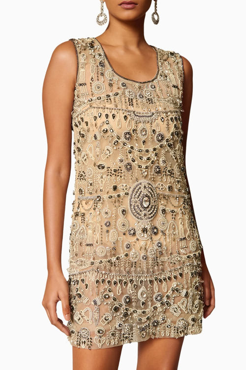 Checkmate Mix Media Sheer Dress