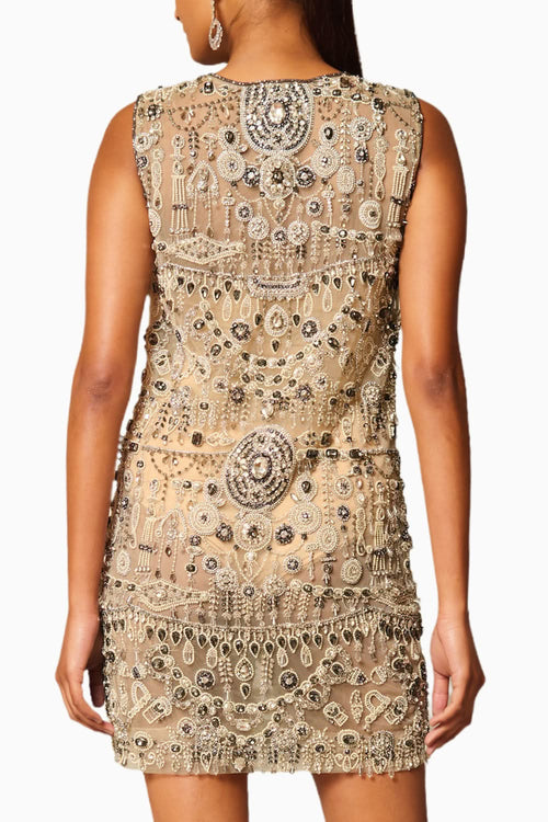 Checkmate Mix Media Sheer Dress