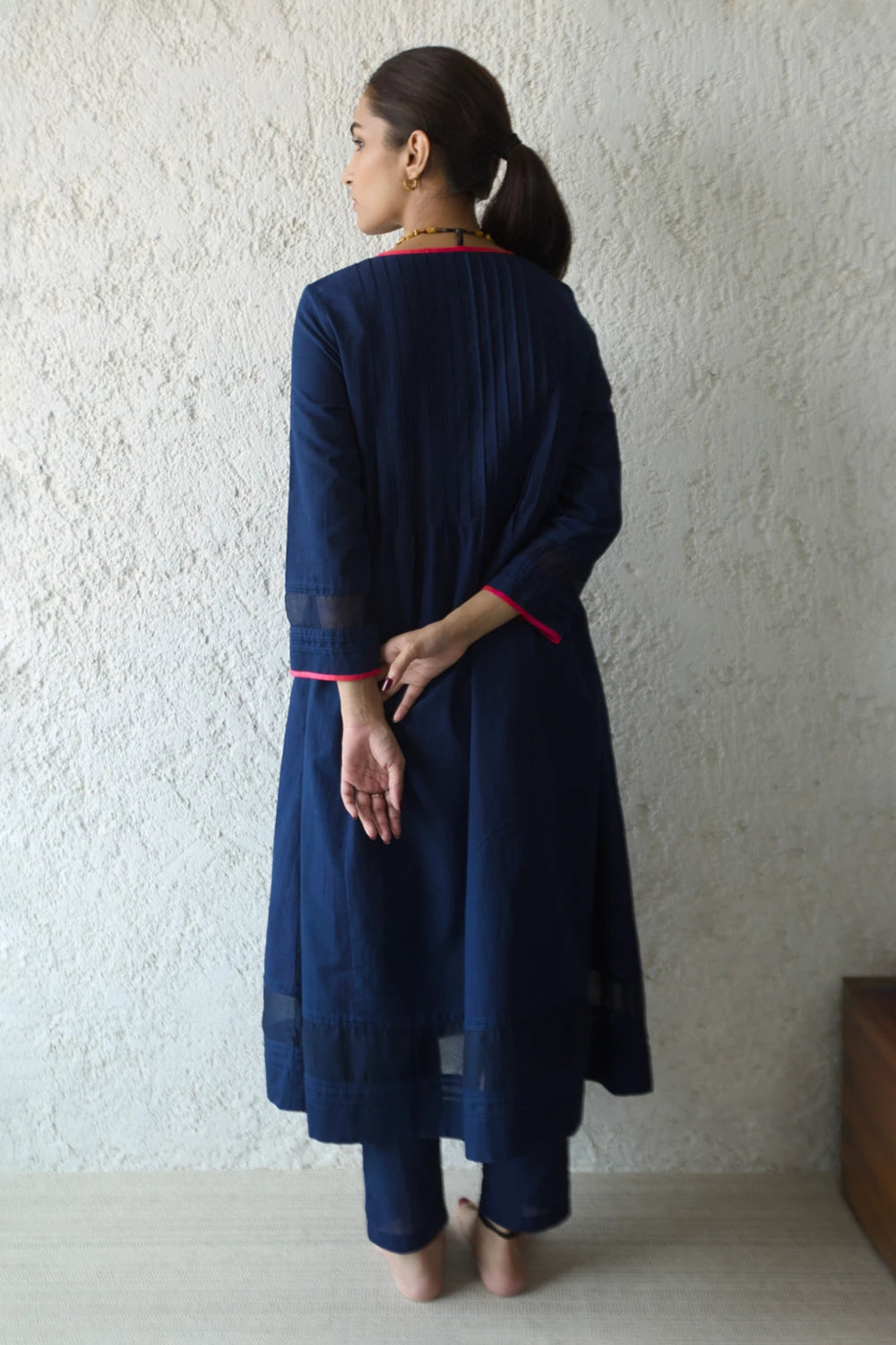 Navy Side Gathered Inlay Shift Tunic