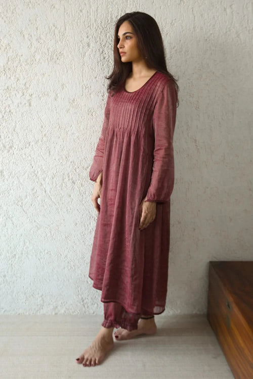 Wine Side Gathered Smock Tunic