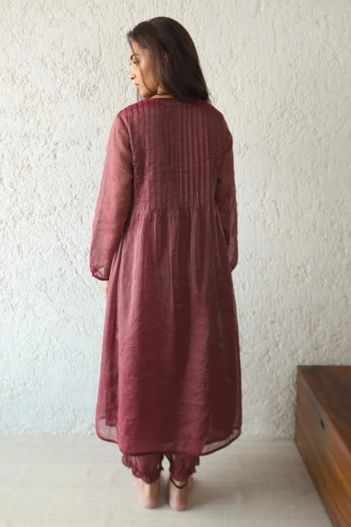 Wine Side Gathered Smock Tunic