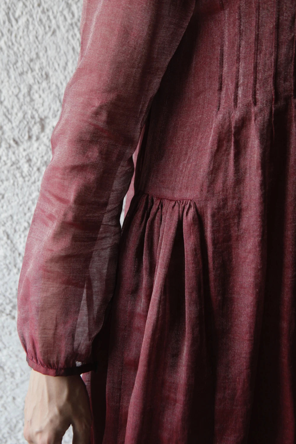 Wine Side Gathered Smock Tunic