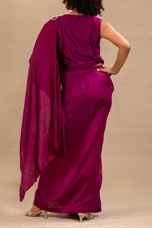 Silsila Purple Silk Draped Saree