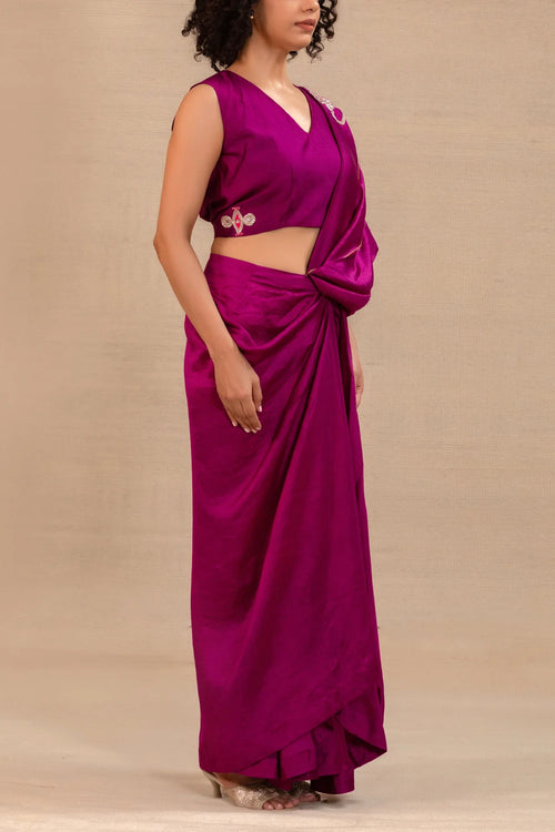 Silsila Purple Silk Draped Saree