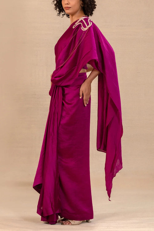 Silsila Purple Silk Draped Saree