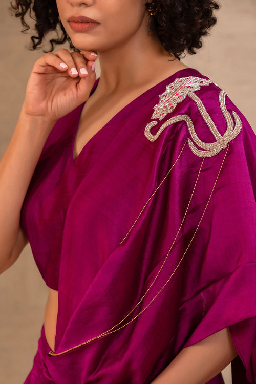Silsila Purple Silk Draped Saree
