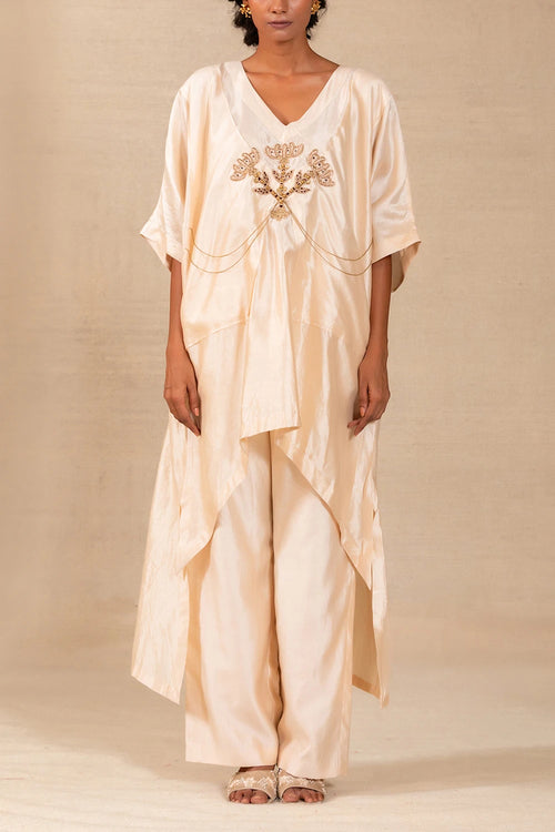 Silsila Ivory Silk Folk Motif Kurta Set