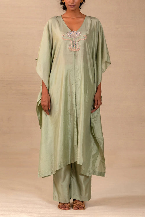 Silsila Sage Silk Kaftan Set