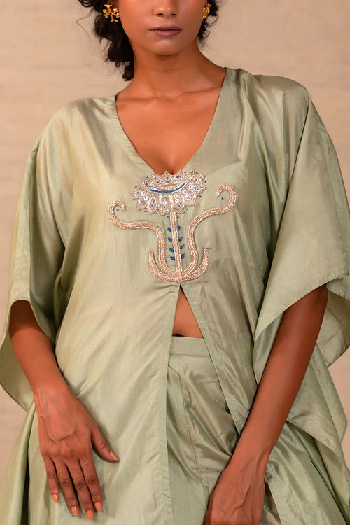 Silsila Sage Silk Kaftan Set