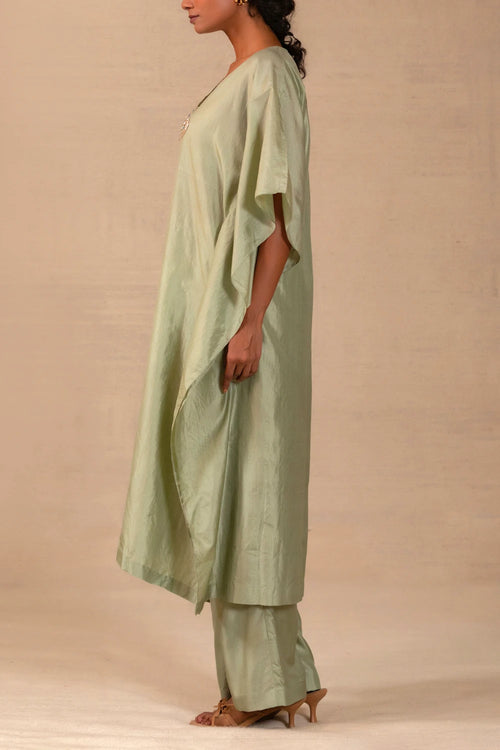 Silsila Sage Silk Kaftan Set