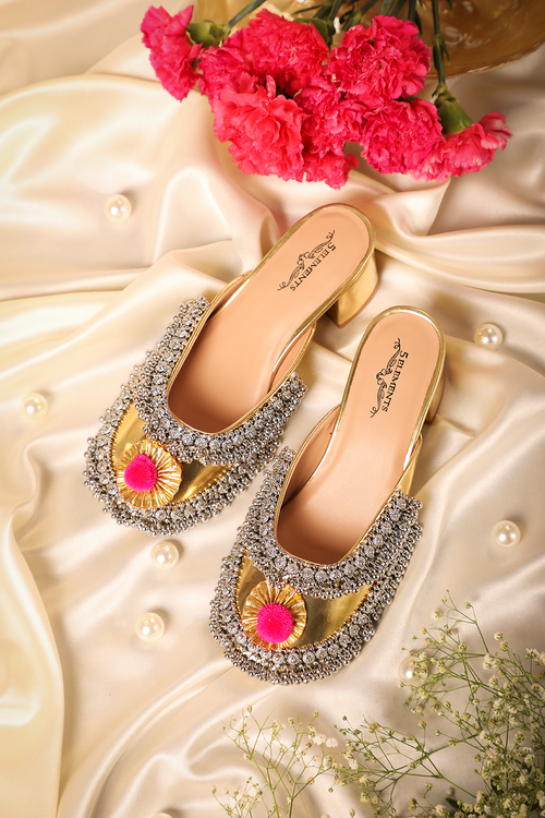 Silver Ghungroo Crown Heels