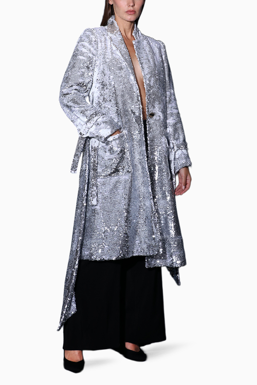 Silver Overcoat Blazer