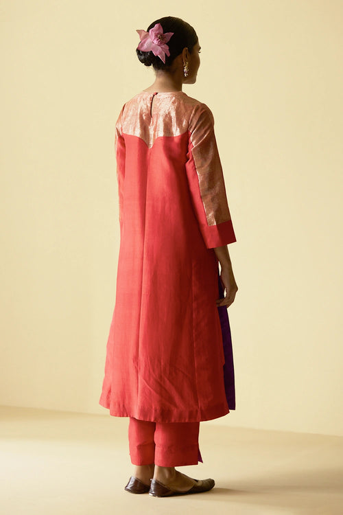 Sindoori Chiran Kurta Set With Dupatta