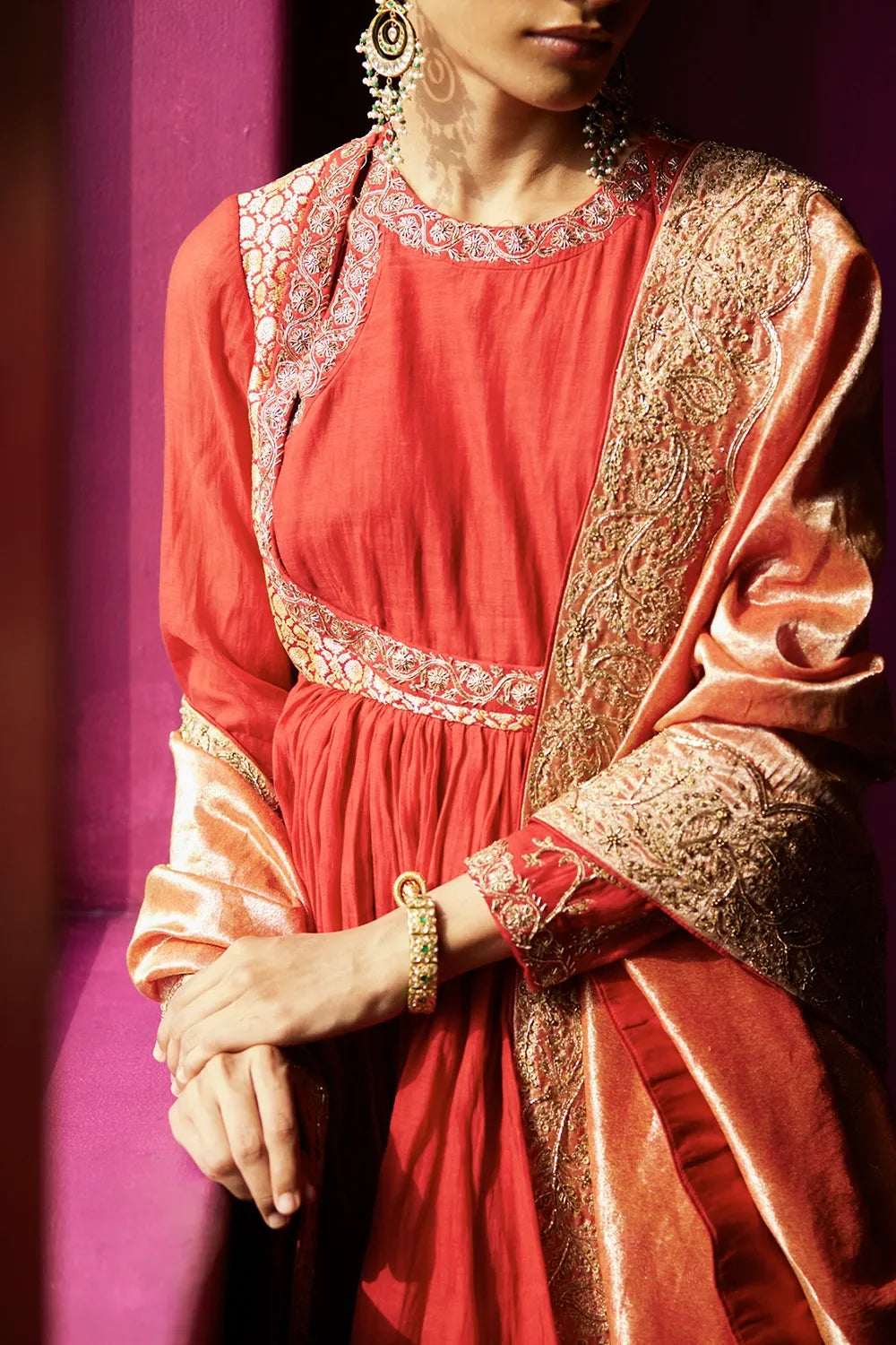 Sindoori Paigah Anarkali Set With Dupatta