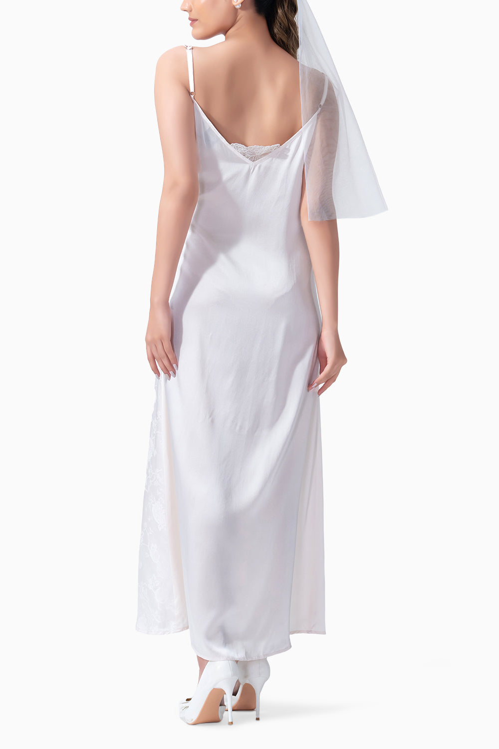 Bridal Jacqaurd Silk Long Slip