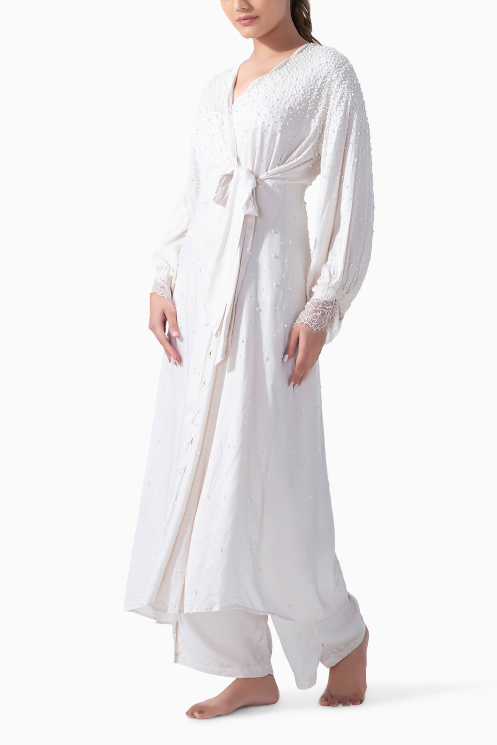 Bridal Pearl Long Robe