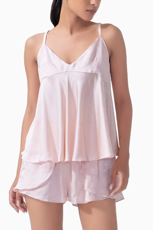 Rose Jacquard Pure Silk Camisole Set