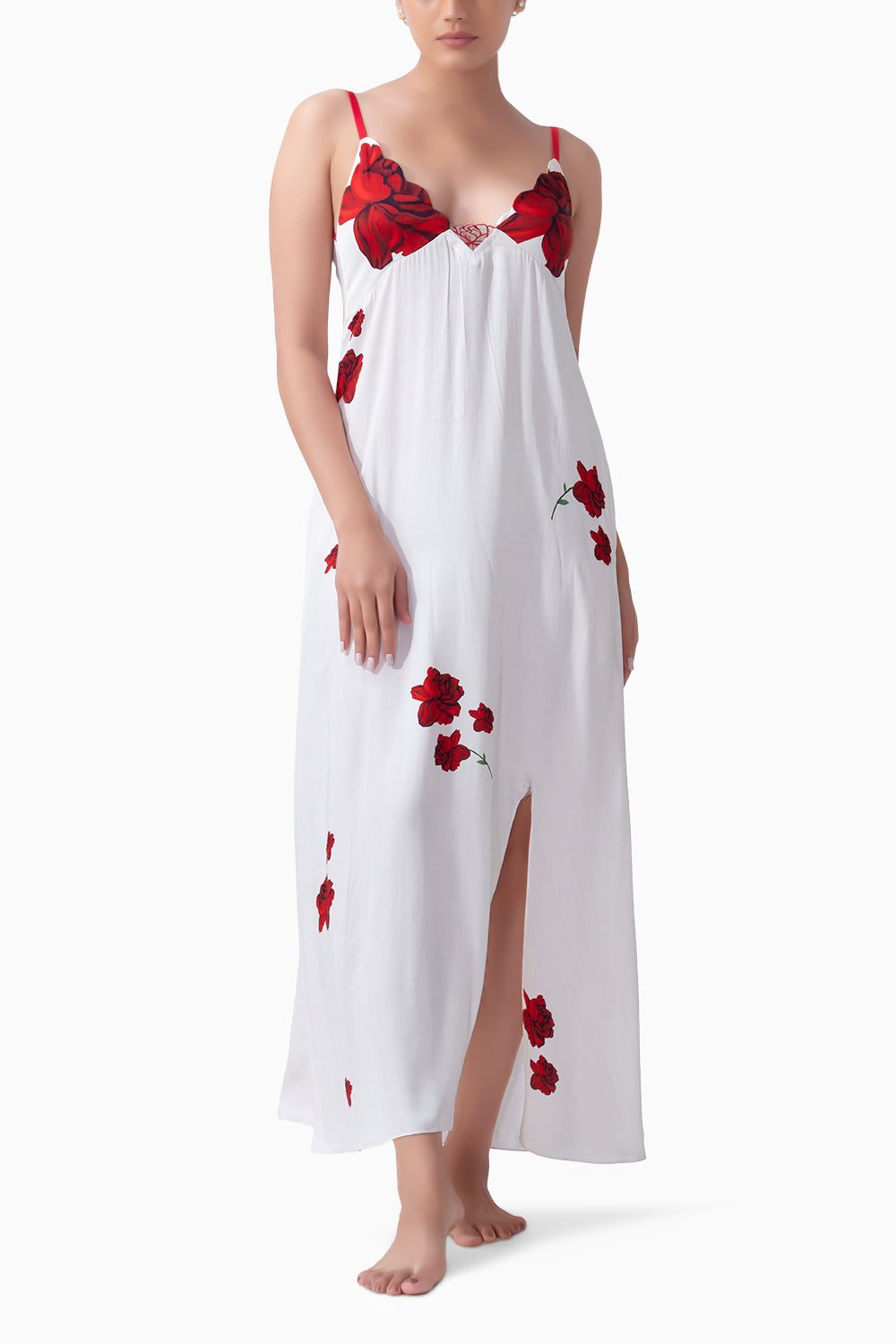 Lovers and Roses Long Slip and Robe Set