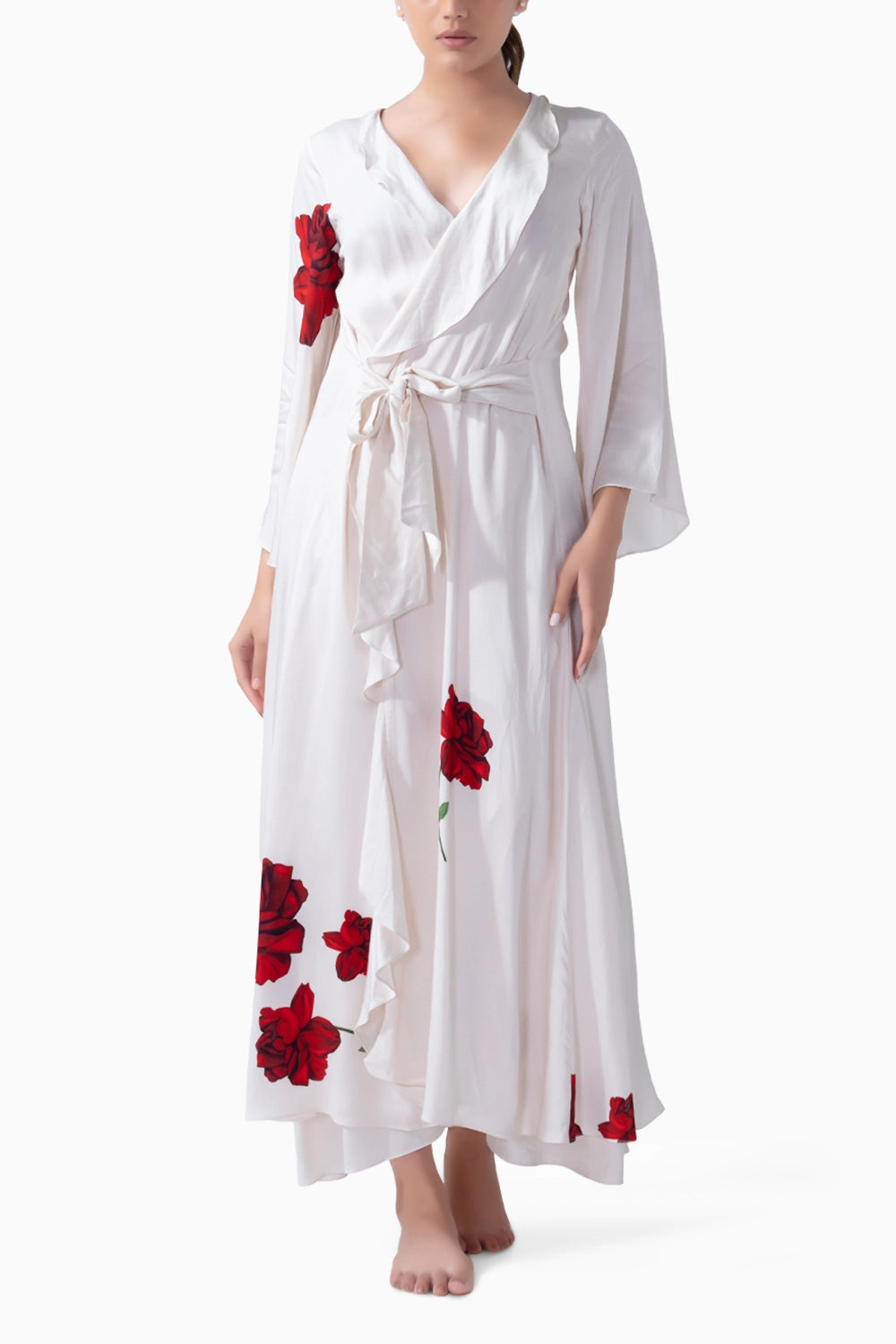 Lovers and Roses Long Slip and Robe Set