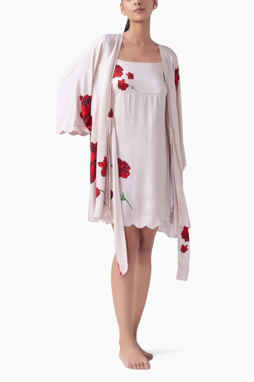 Rose Sorbet Short Slip and Robe Set