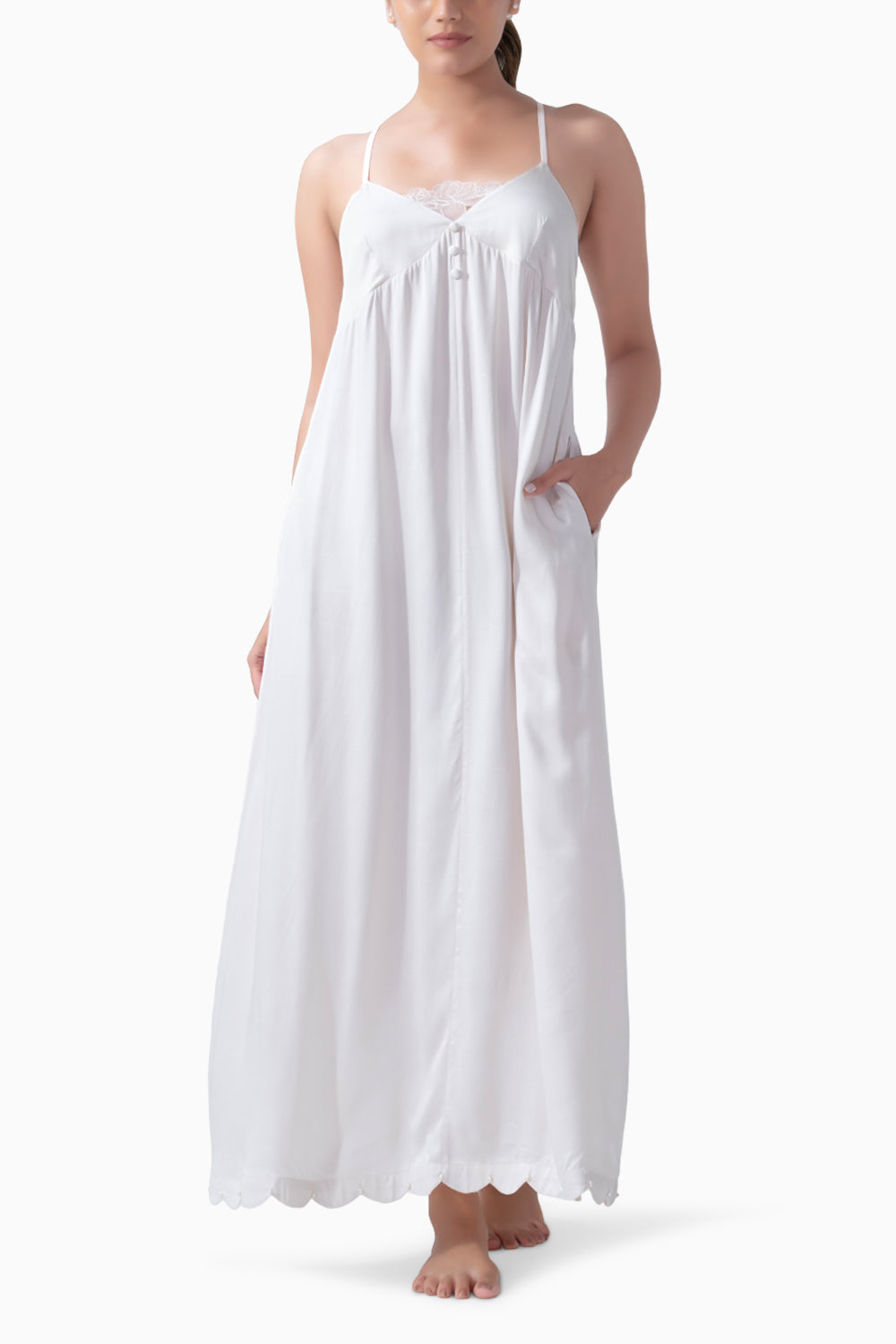 Ivory Long Slip and Robe Set