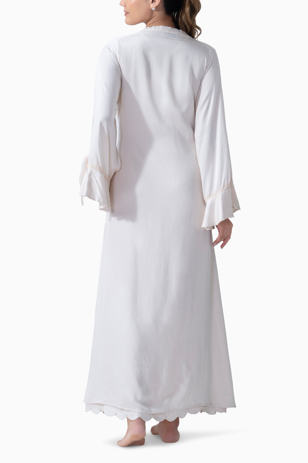 Ivory Ruffle Long Robe