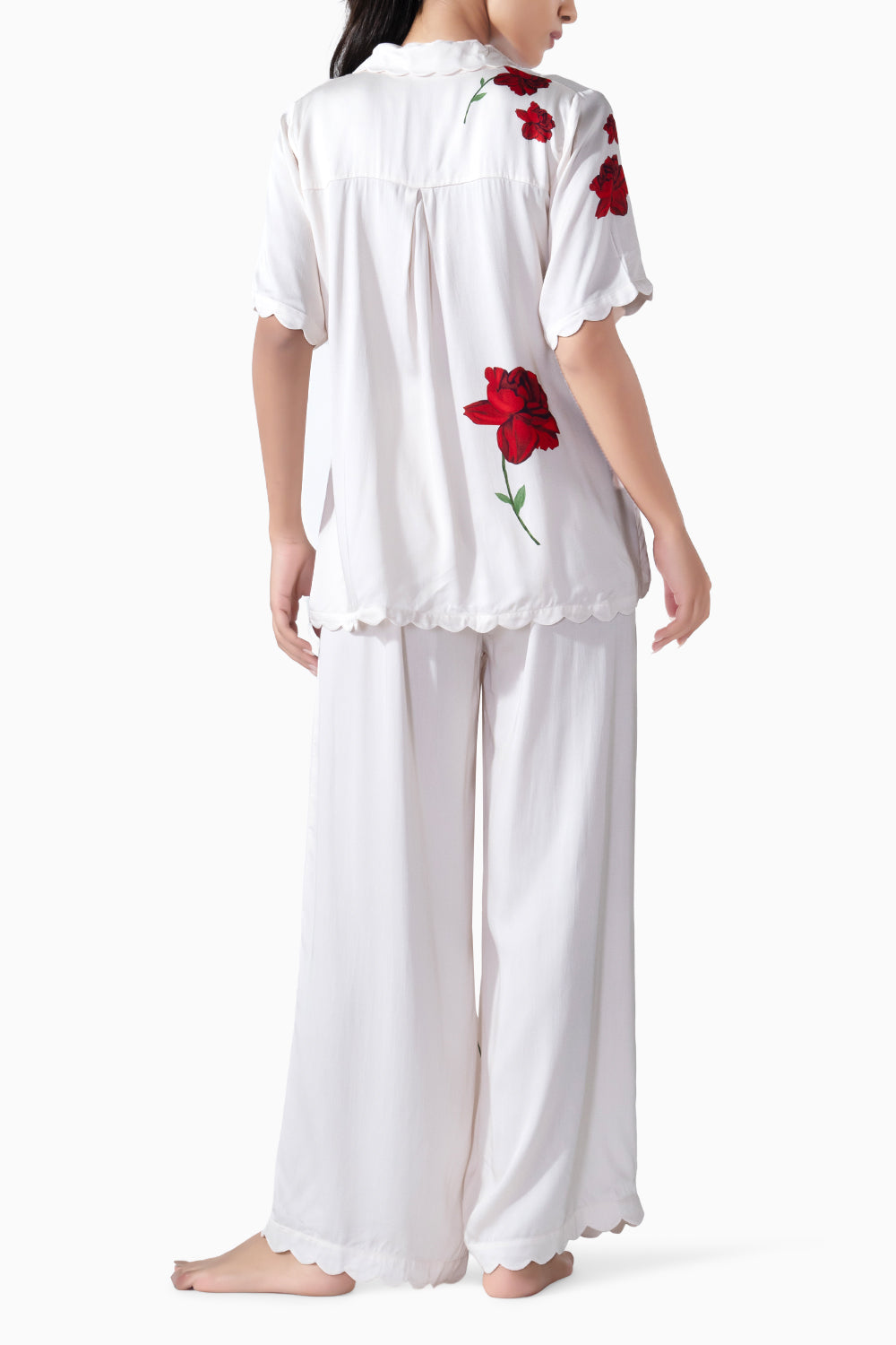 Lovers and Roses Scallop PJ Set