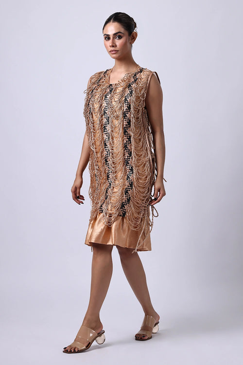 Soleil Peach Bib Dress