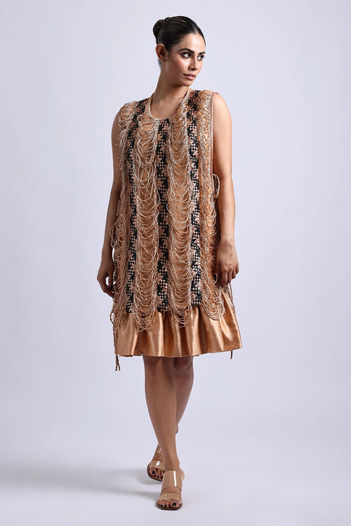 Soleil Peach Bib Dress