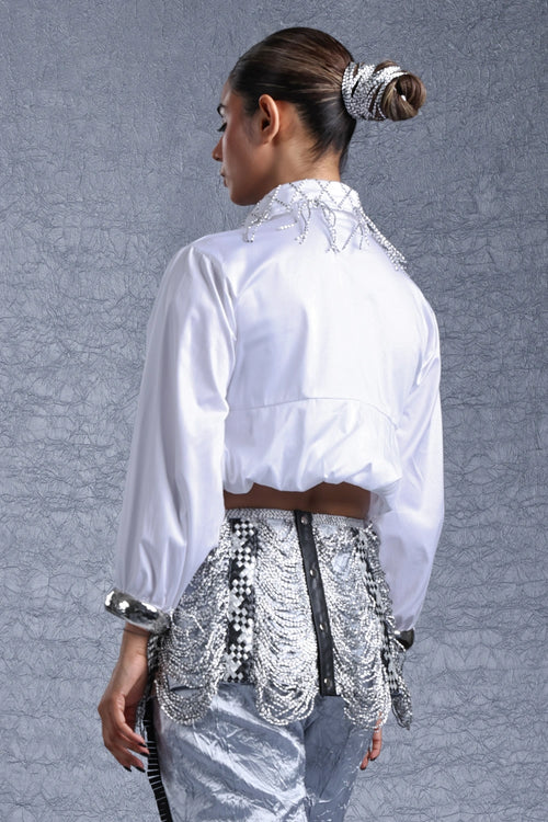 Soleil Crop White Bracelet Shirt