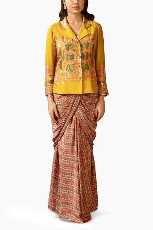 Tamaya Embellishment Drape Saree Jacket Set