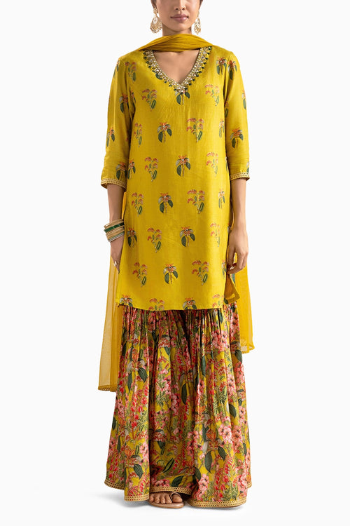 Yellow Aarani Embroidered Sharara Set