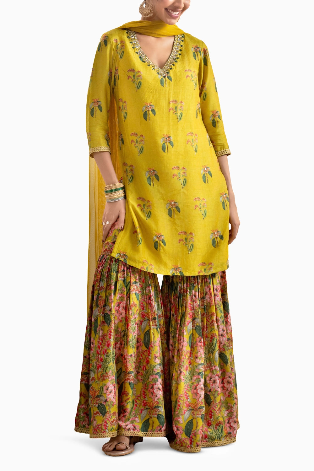 Yellow Aarani Embroidered Sharara Set