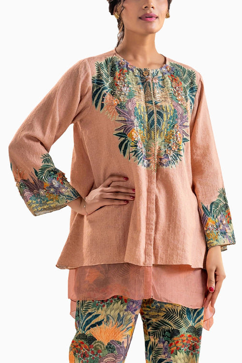 Kaira Embroidered Pink Co-ord Set