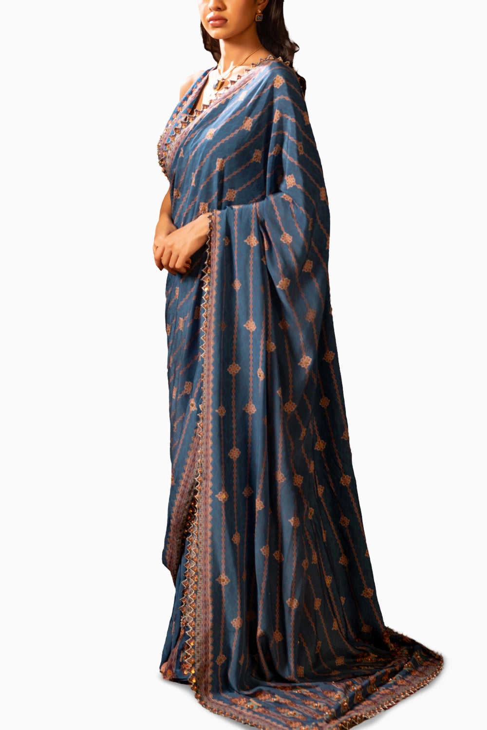 Orani Embroidered Pre-Draped Saree