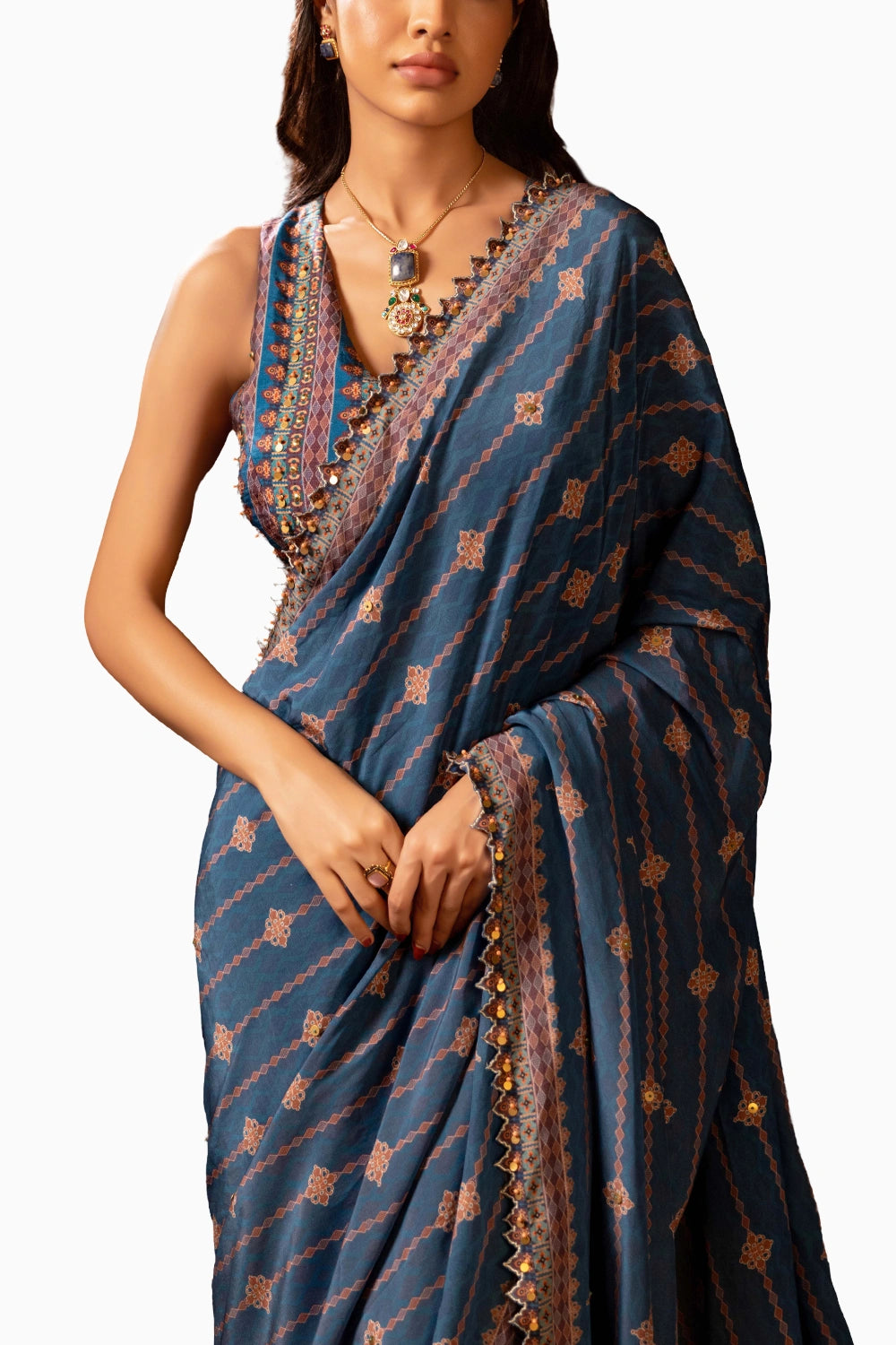 Orani Embroidered Pre-Draped Saree