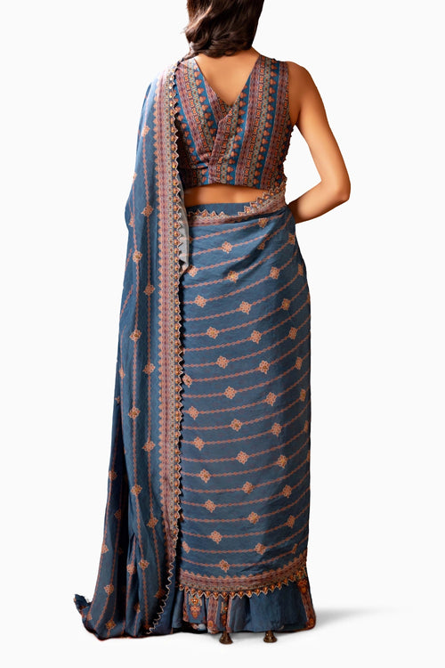 Orani Embroidered Pre-Draped Saree