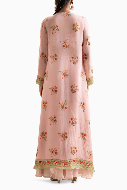 Pink Aarani Embroidered Co-ord Set With Jacket