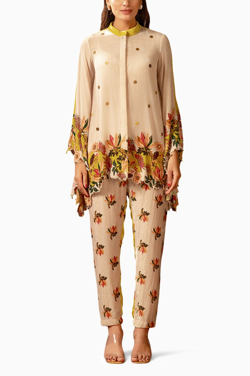 Beige Aarani Embroidered Co-ord Set