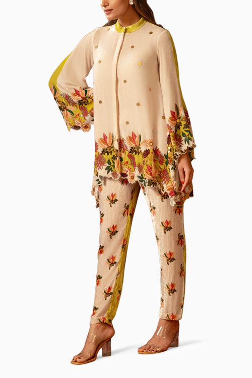 Beige Aarani Embroidered Co-ord Set