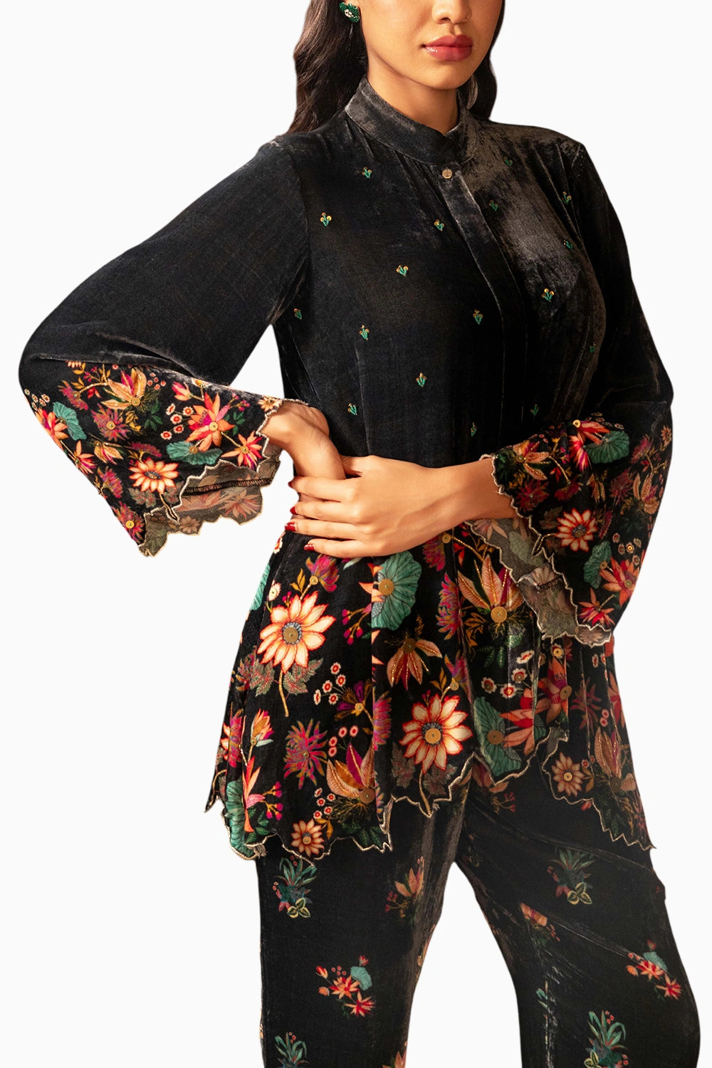 Black Aarani Embroidered Co-Ord Set