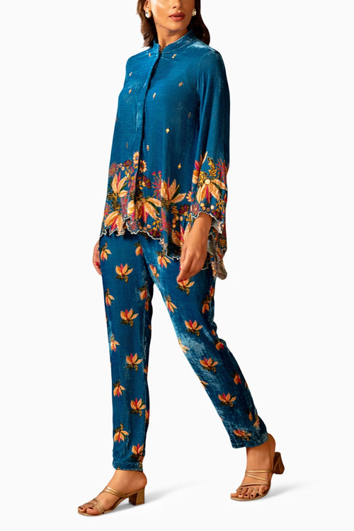 Blue Aarani Embroidered Co-ord Set