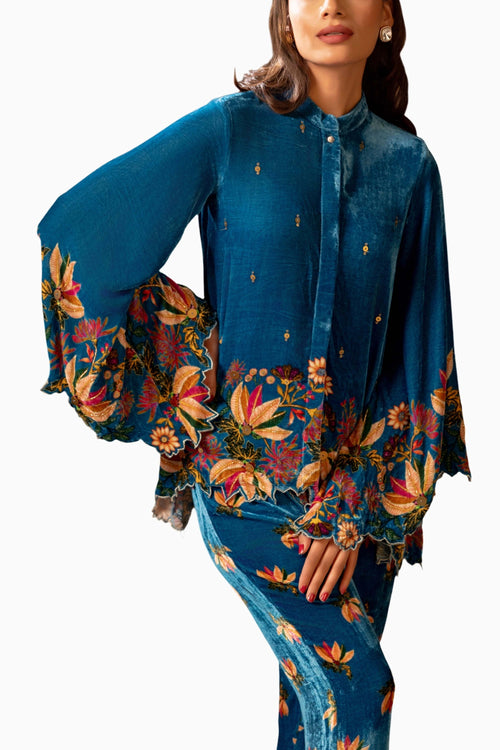 Blue Aarani Embroidered Co-ord Set