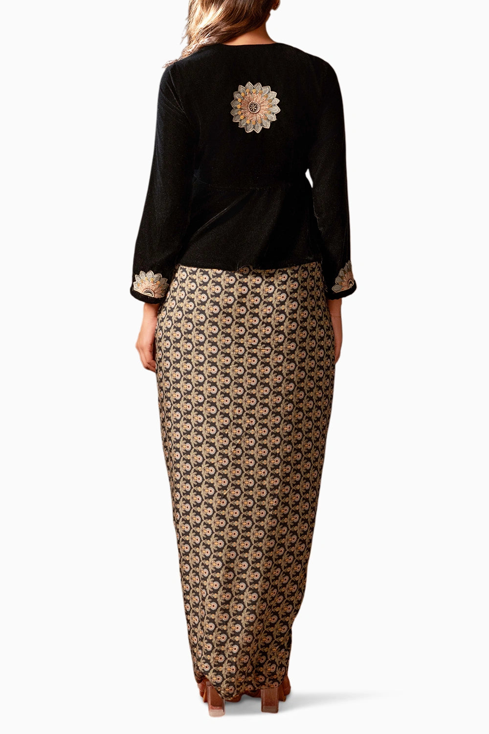 Eraya Embroidered Drape Skirt Set