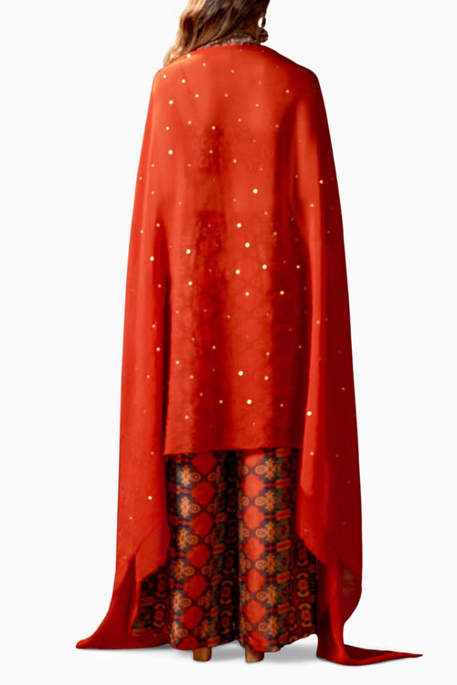Orani Embroidered Co-ord Set With Cape